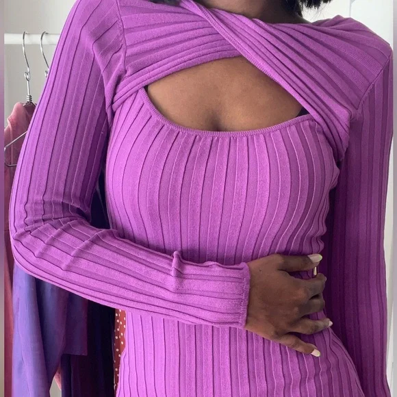 H&M | Dresses | Hm Hm Purple Knit Dress | Poshmark